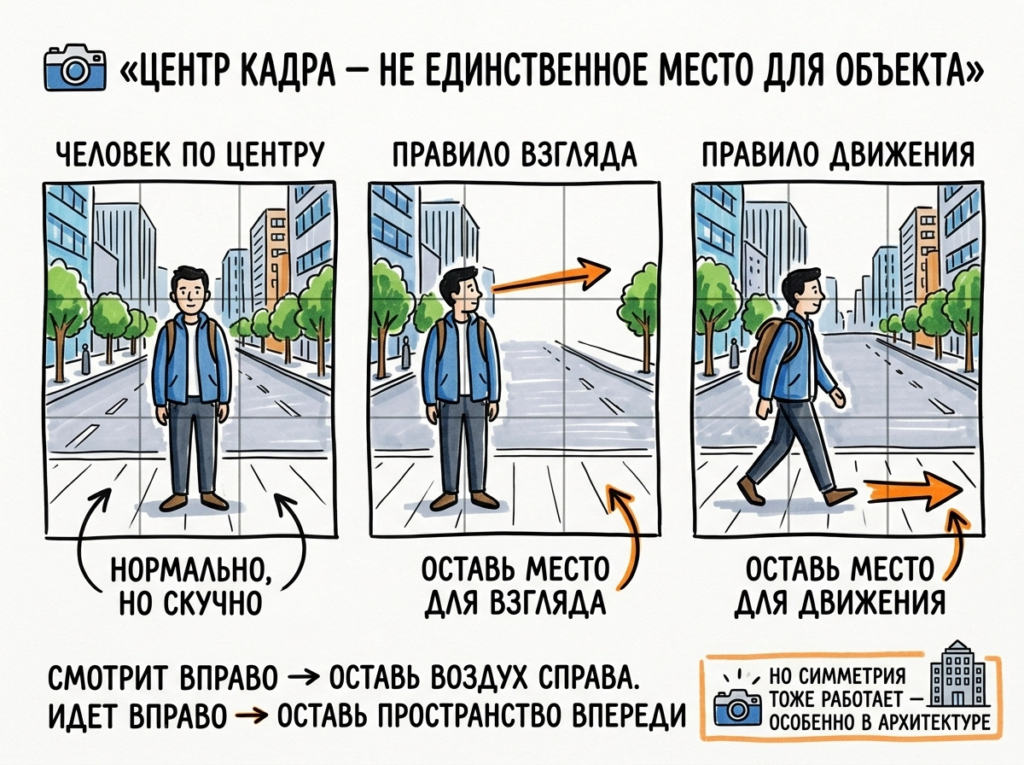 меняйте расположение человека в кадре