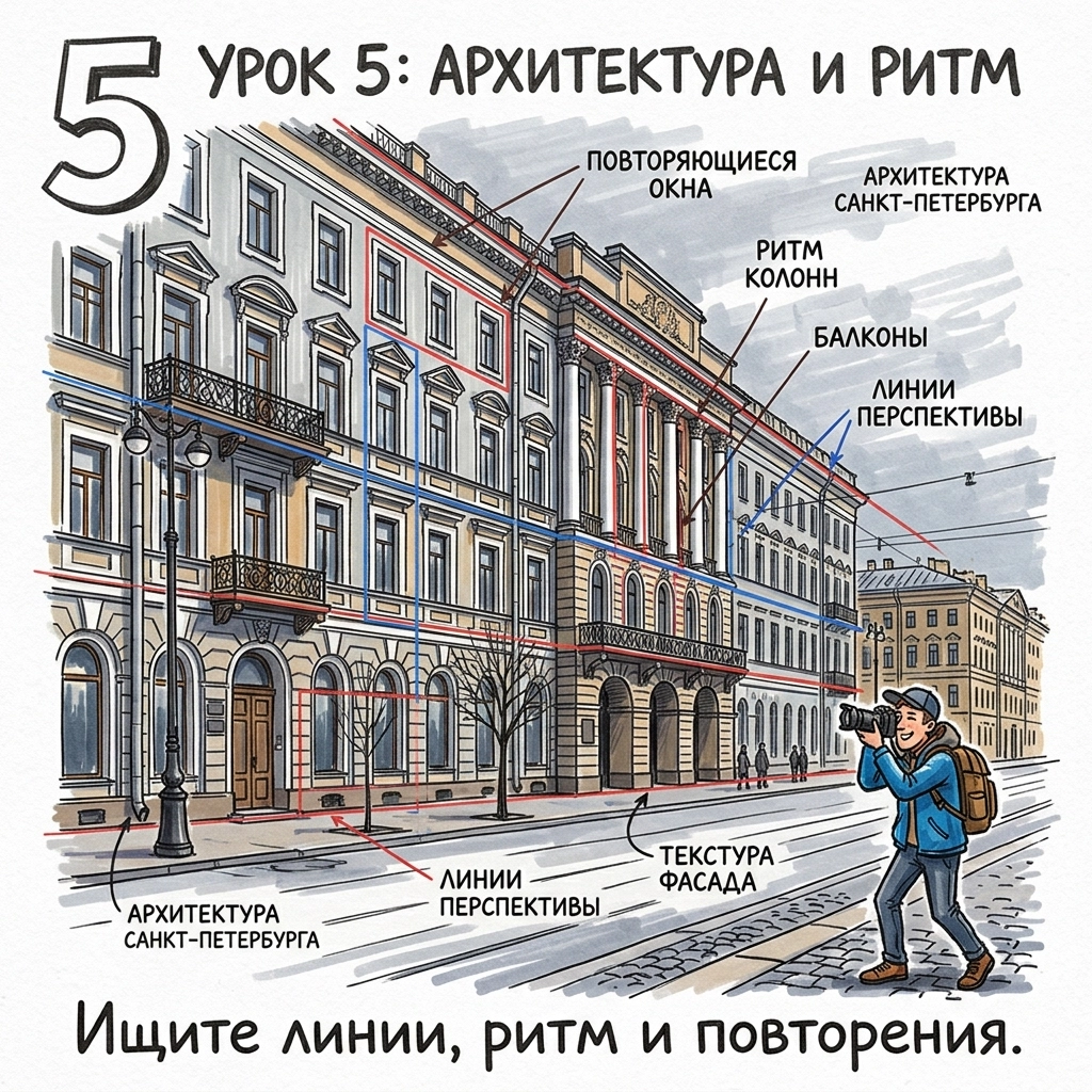 ищите линии, ритм и повторения