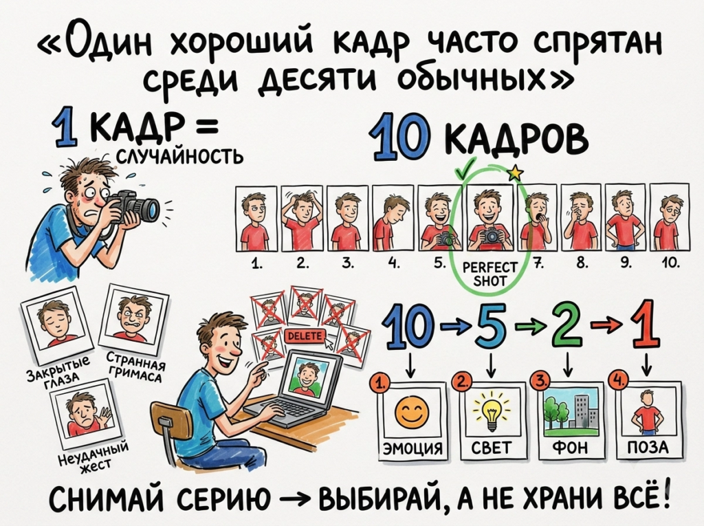 лучше делать несколько кадров